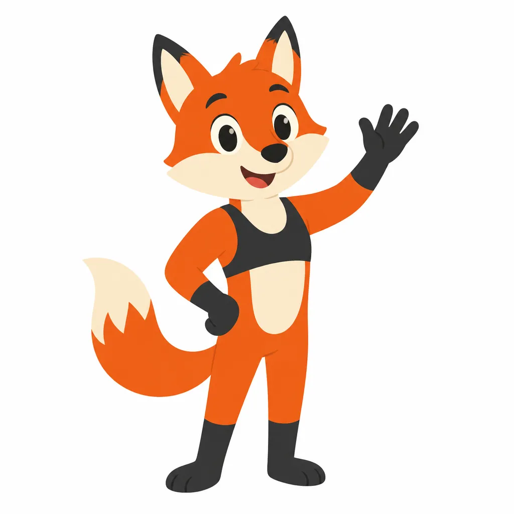 Formox mascot, a waving fox